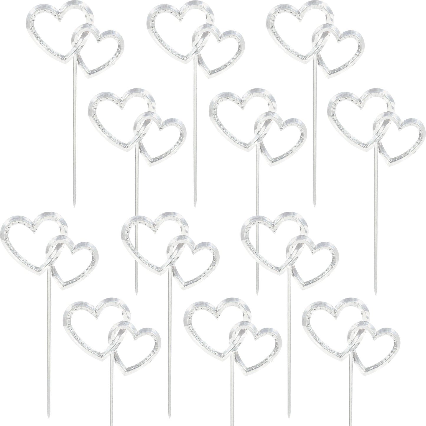 Double Heart Cake & Cupcake Topper (Silver)