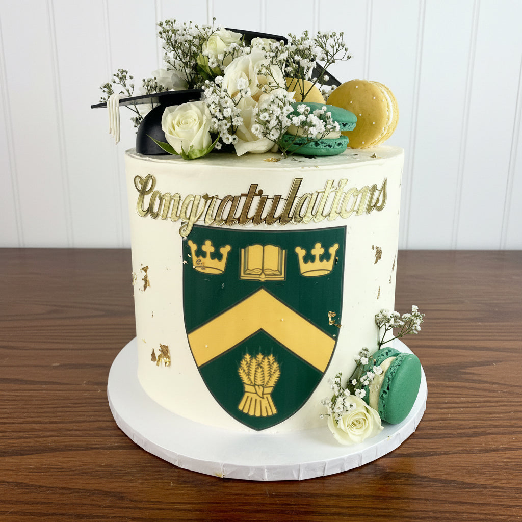 University Of Regina Floral Graduation Hat Cake