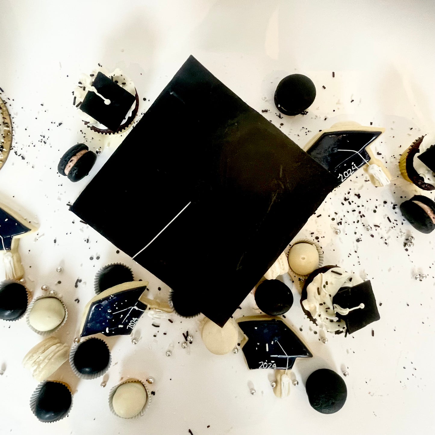 Black Hats Off Graduation Cake