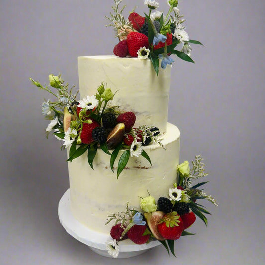 Rustic Floral Fruit Fantasy Cake