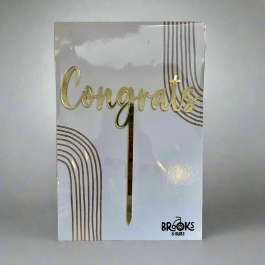 "Congrats" Cake Topper (Gold)