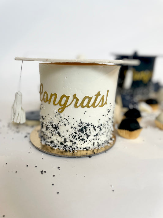 White graduation cake (medium)