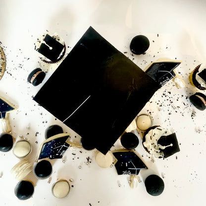 Black Hats Off Graduation Cake