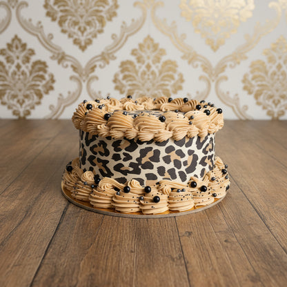 Vintage Animal Print Round Cake